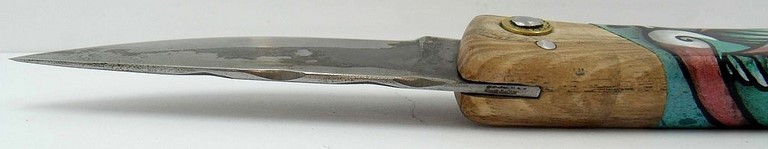 Couteau corse acier carbone et chêne customisé par l'Artiste Hugo Meï ( W2CJ) -3-9-1