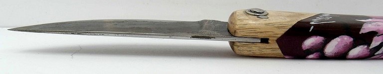 Couteau corse acier carbone et chêne customisé par l'Artiste Hugo Meï ( W2CJ) -2-9-1