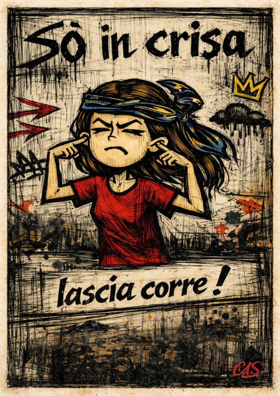 Affiche SÒ IN CRISA LASCIA CORRE ! tirage numéroté à 100 exemplaires