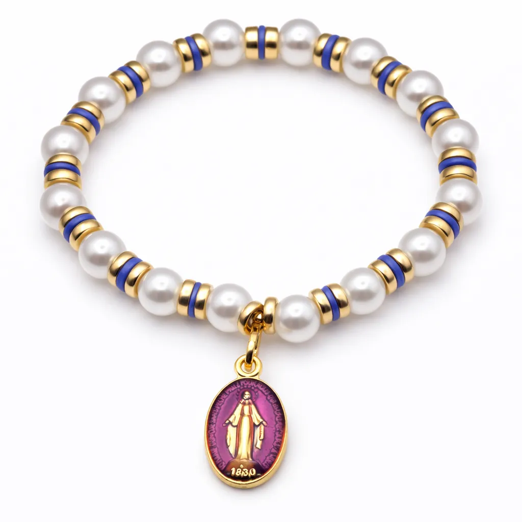 Perla di Maria — Bracelet en perles (Mauve) | Bijou corse 17 cm