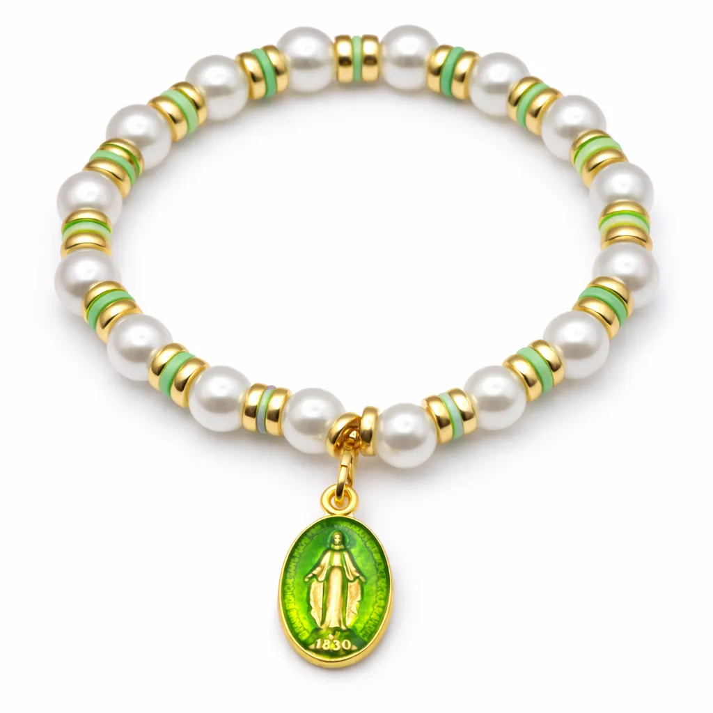 Perla di Maria — Bracelet en perles (Vert) | Bijou corse 17 cm