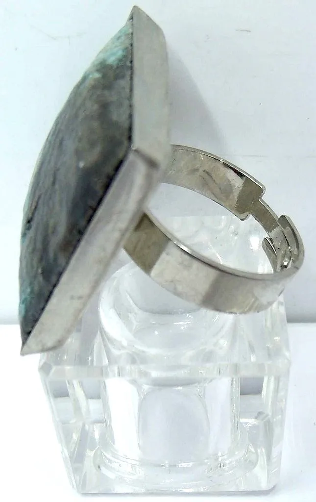 bague raku bleue et noire C Vue