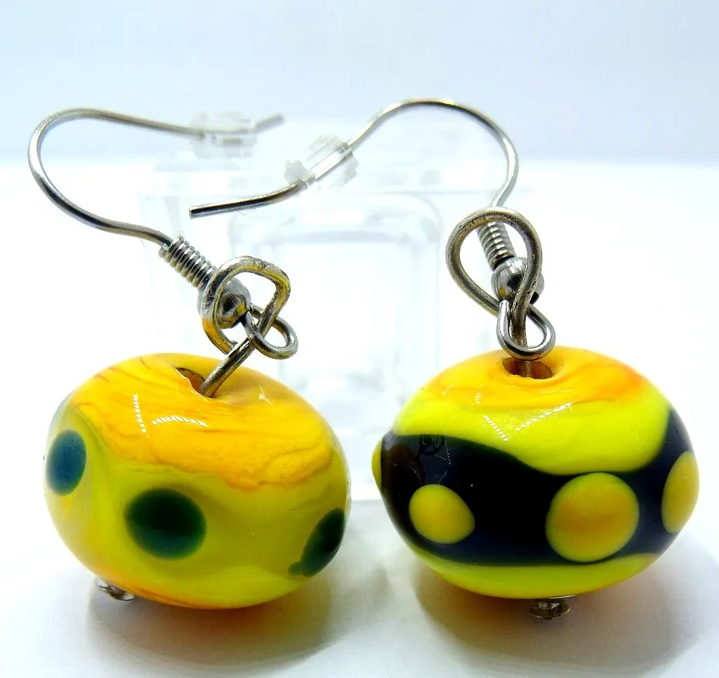 Boucles oreille verre façon Murano et attache métal argenté