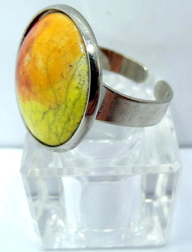 bague raku orange et jauneC Vue 2
