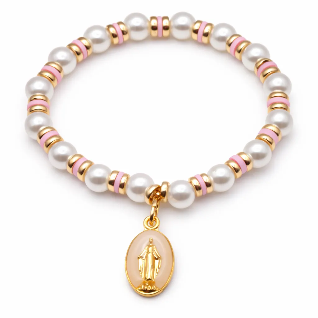 Perla di Maria — Bracelet en perles (Rose) | Bijou corse 17 cm