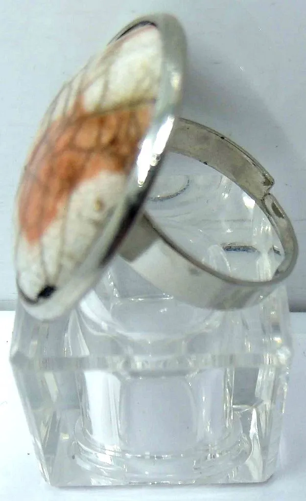 bague raku creme et orange C Vue
